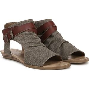 Blowfish Malibu Balla Brown Canvas Ruched Wedge Sandal Womens Sz 9 New